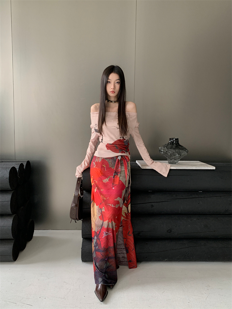 CHEERART Vintage Red Mesh Long - Summer Clothing Wraps ulasan dan harga