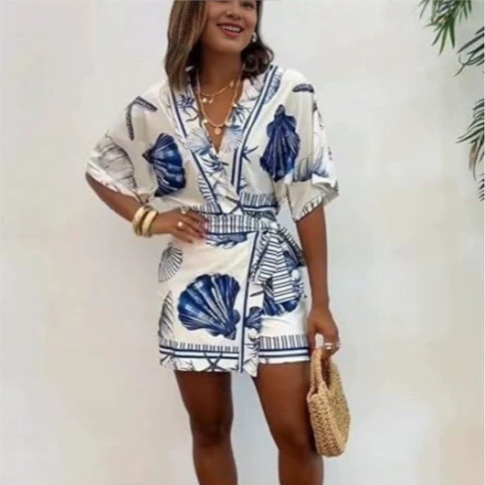 Fashion Printed Short Sleeve W - Summer Zara ulasan dan harga