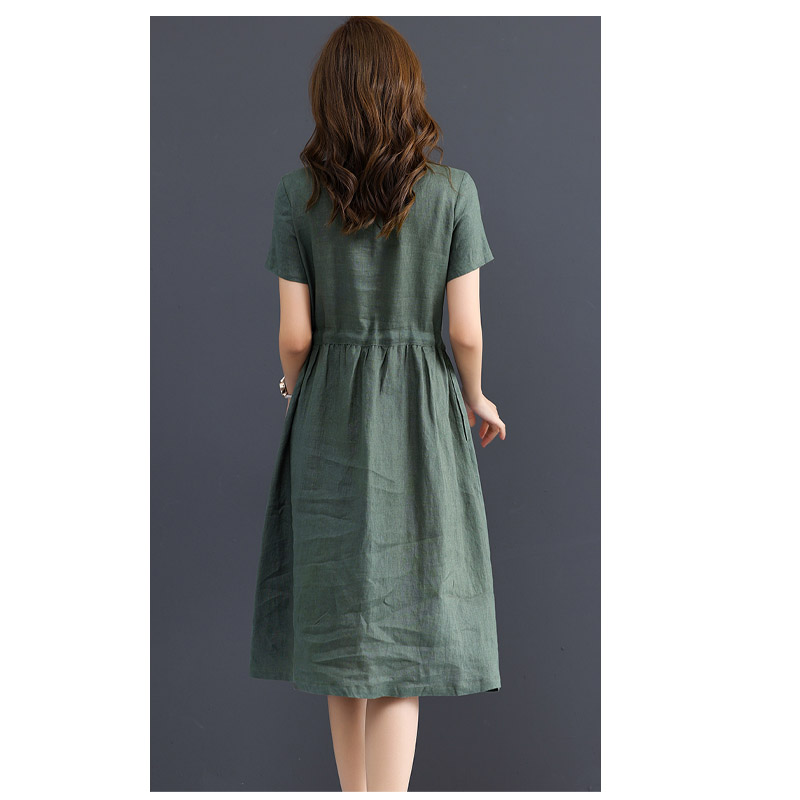 Pure Linen Women's Short-sleev - Summer Clothing Drawing ulasan dan harga