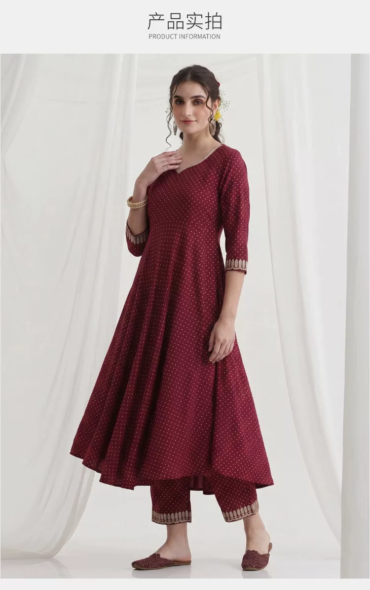 Women Maroon Ethnic Kurta Set  - Summer Clothing Pakistan ulasan dan harga