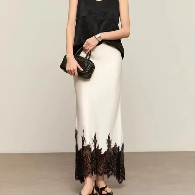 Fairy Lace-Trim Midi Skirt Hig - Summer Clothing Wraps ulasan dan harga
