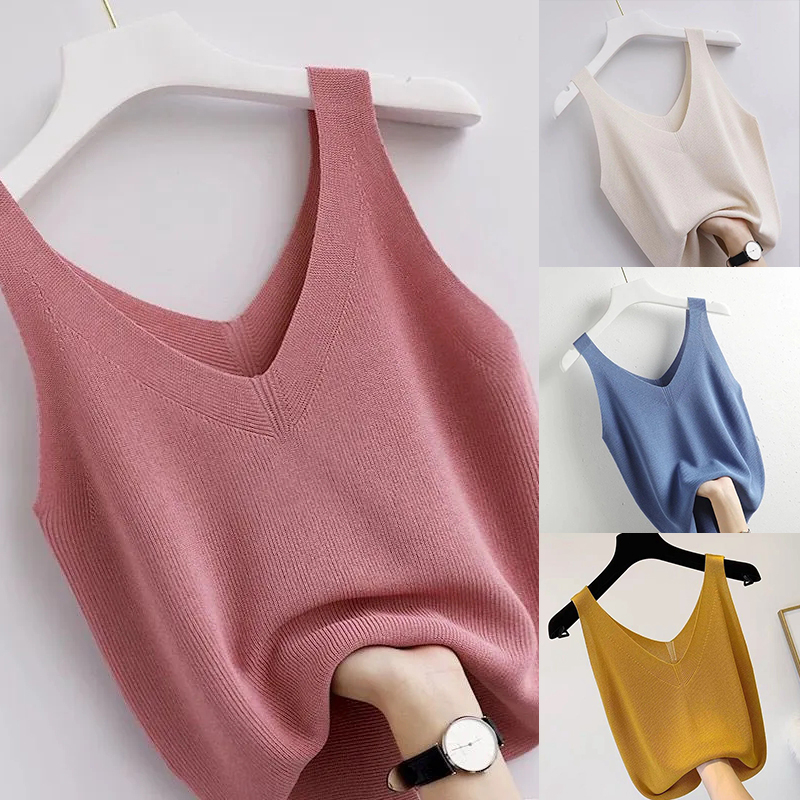 Knitting Vintage Tank Top V-Ne - Summer Zara ulasan dan harga