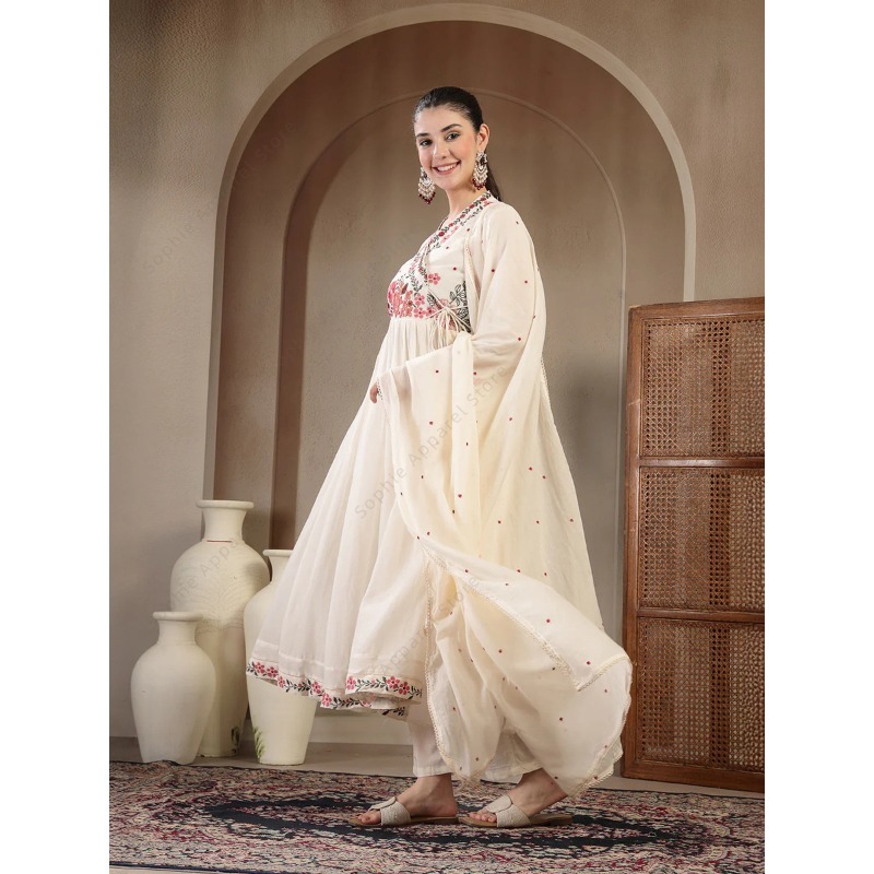 White Cotton Anarkali Kurti Se - Summer Clothing Pakistan ulasan dan harga