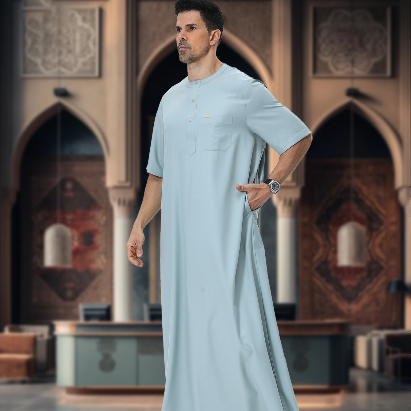 Muslim Men Abaya Kaftan Pakist - Summer Clothing Pakistan ulasan dan harga
